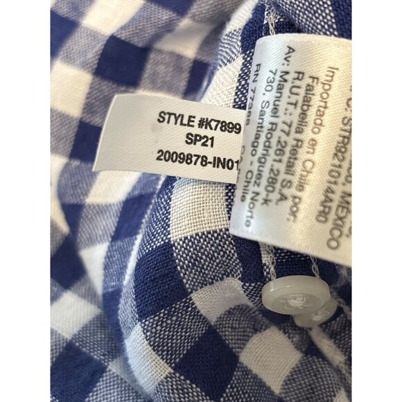 J.Crew Mens Slim Irish Linen Blue Gingham Button-Down Shirt Size L - Picture 7 of 9